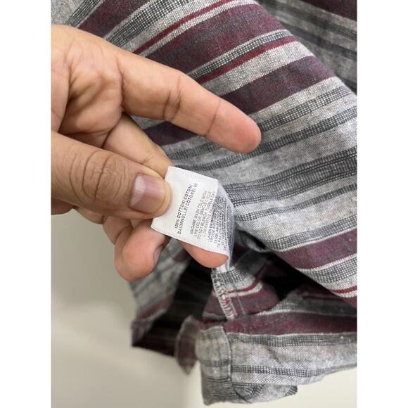 Iron Resin Striped XL Western USA Rodeo Canvas Work Chore Farm Button Up Shirt - Picture 10 of 15